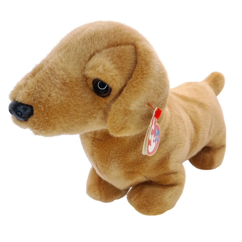 Ty Classic Wiener Dachshund Dog Plush Tan Stuffed Animal 13.5 inch 1999